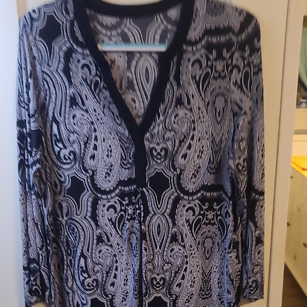 Black and White Paisley Blouse